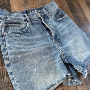 Express Shorts Womens 4 Super High Rise Button Fly Rigid Cut Off Style Raw Hem